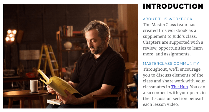 Judd Apatow's Masterclass workbook introduction