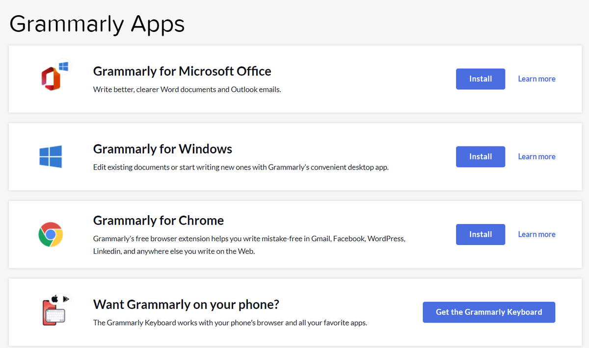 List of Grammarly Apps