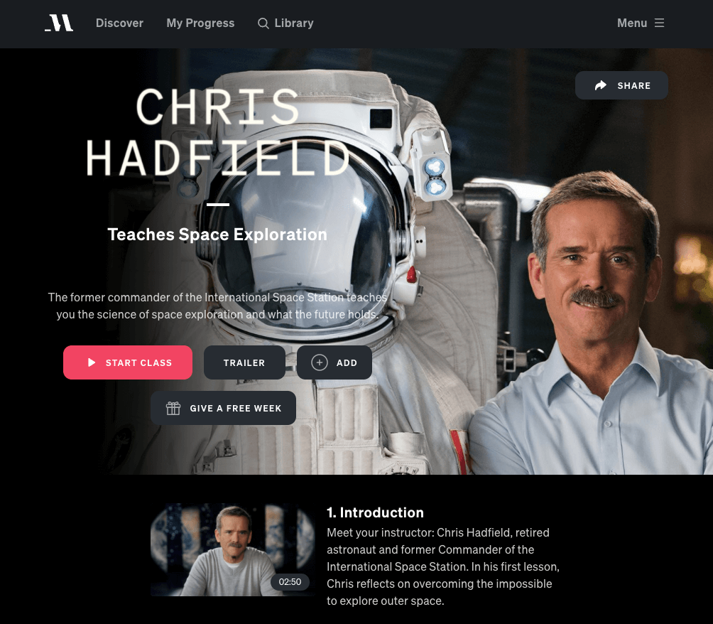 chris hadfield masterclass review