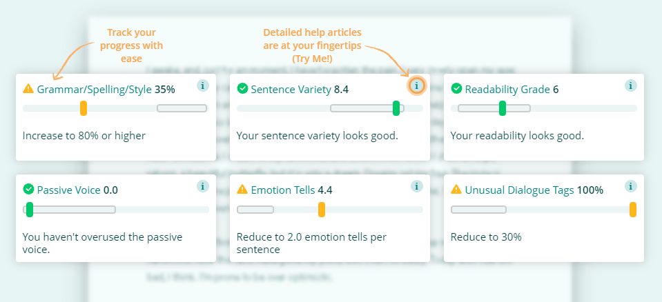 Example screenshot of checking grammar on ProWritingAid.