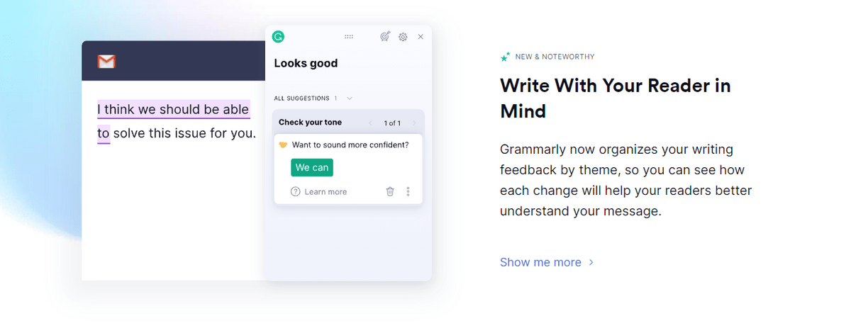 Example screenshot of checking grammar on Grammarly.