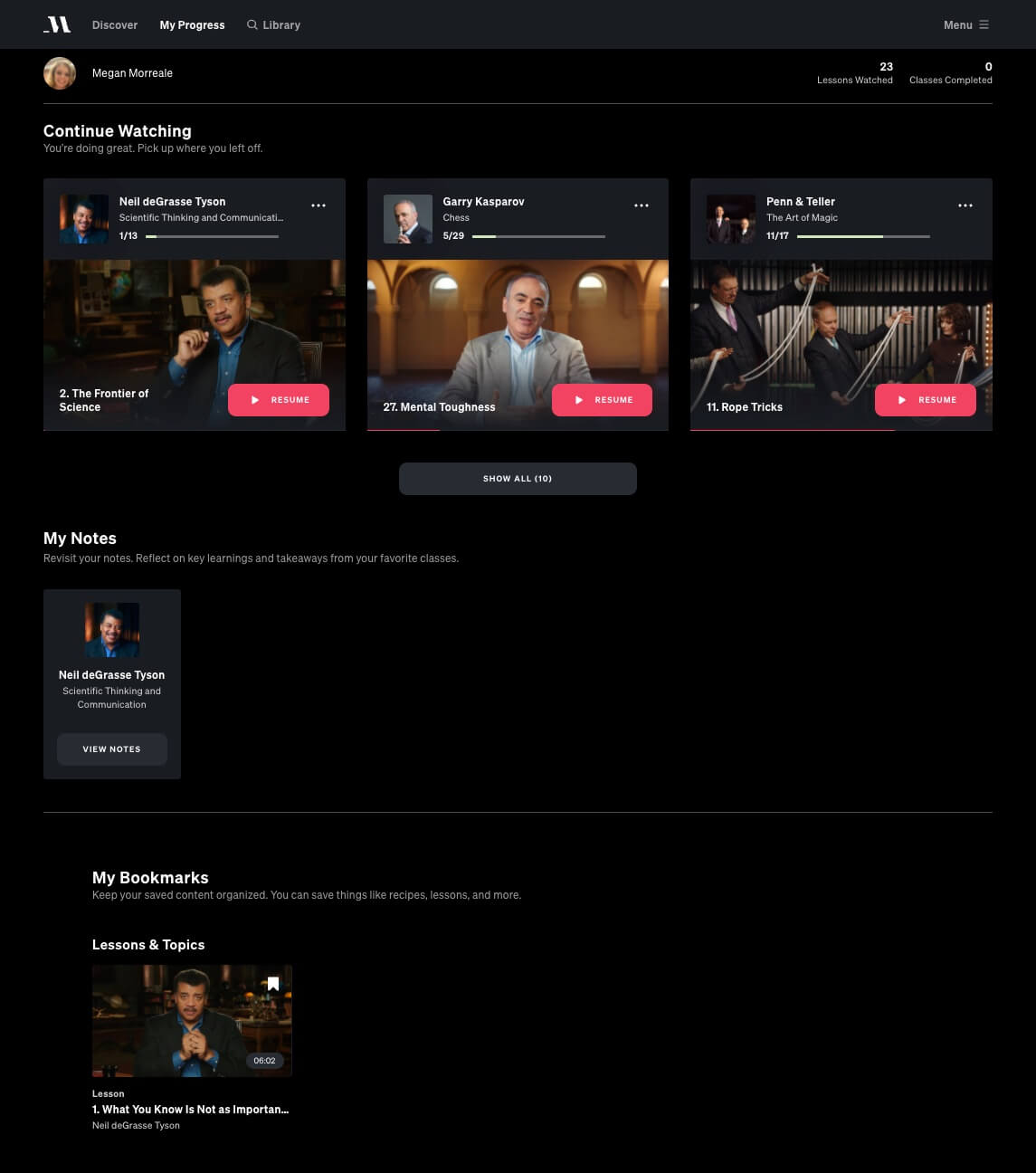 masterclass review note taking bookmark my progress