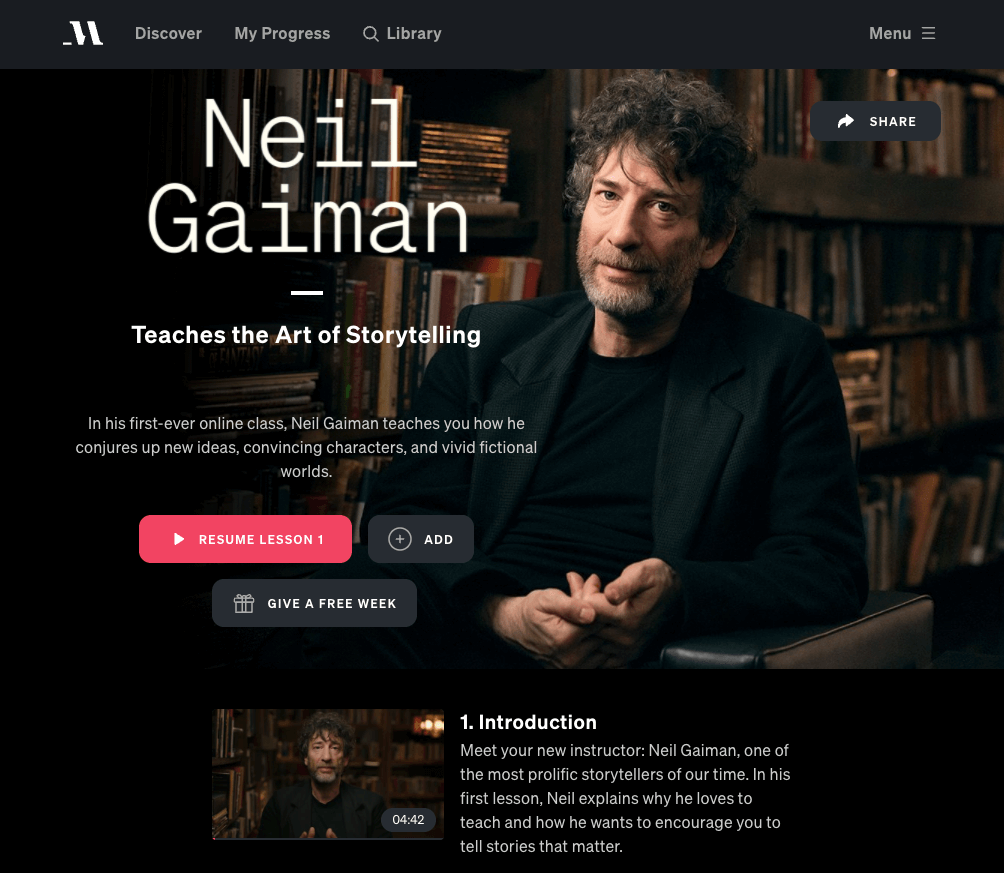 neil gaiman masterclass review