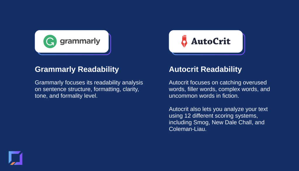 Autocrit vs. Grammarly readability features