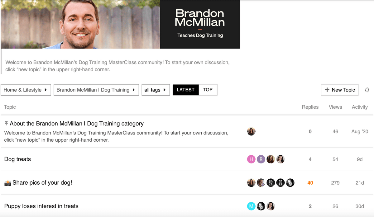 The MasterClass hub for Brandon McMillan's dog training class