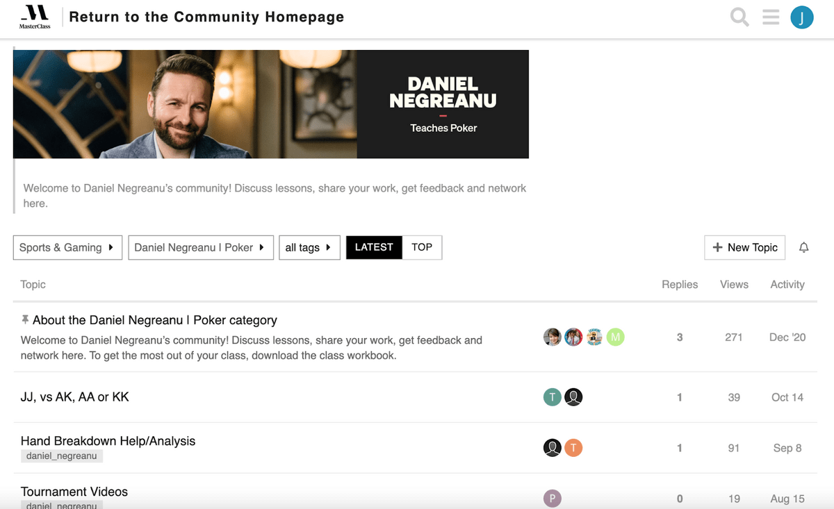 The MasterClass hub for Daniel Negreanu