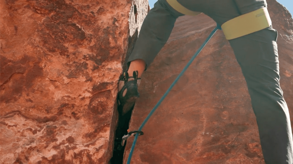 Image of Alex Honnold crack climbing outside