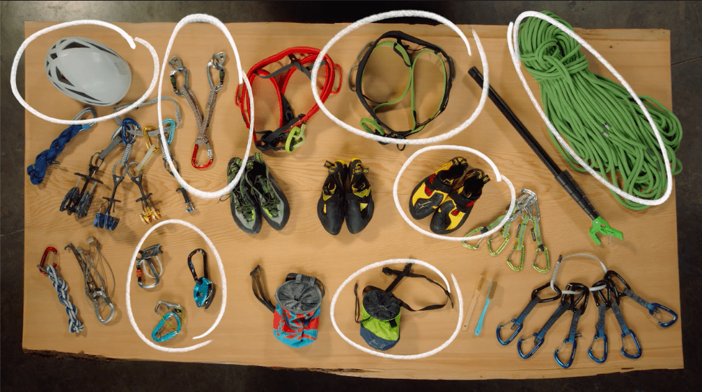 Image of the different types of climbing gear