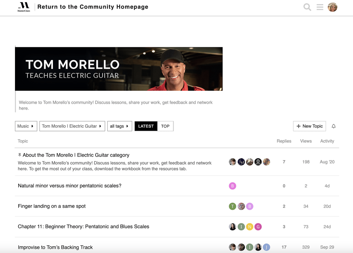 Tom Morello masterclass community hub