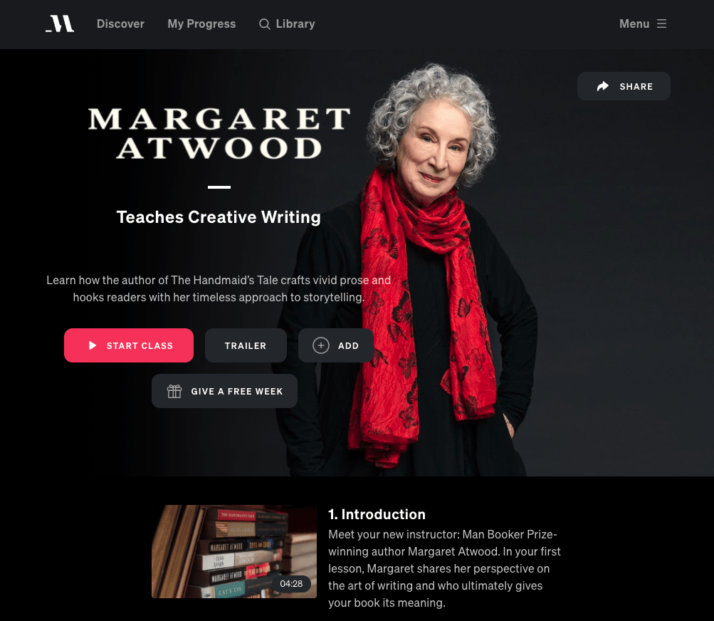 best masterclass courses margaret atwood