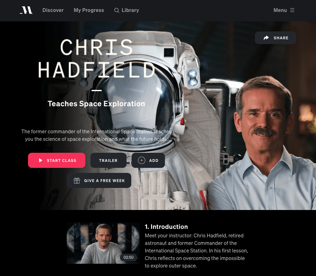 best masterclass courses chris hadfield