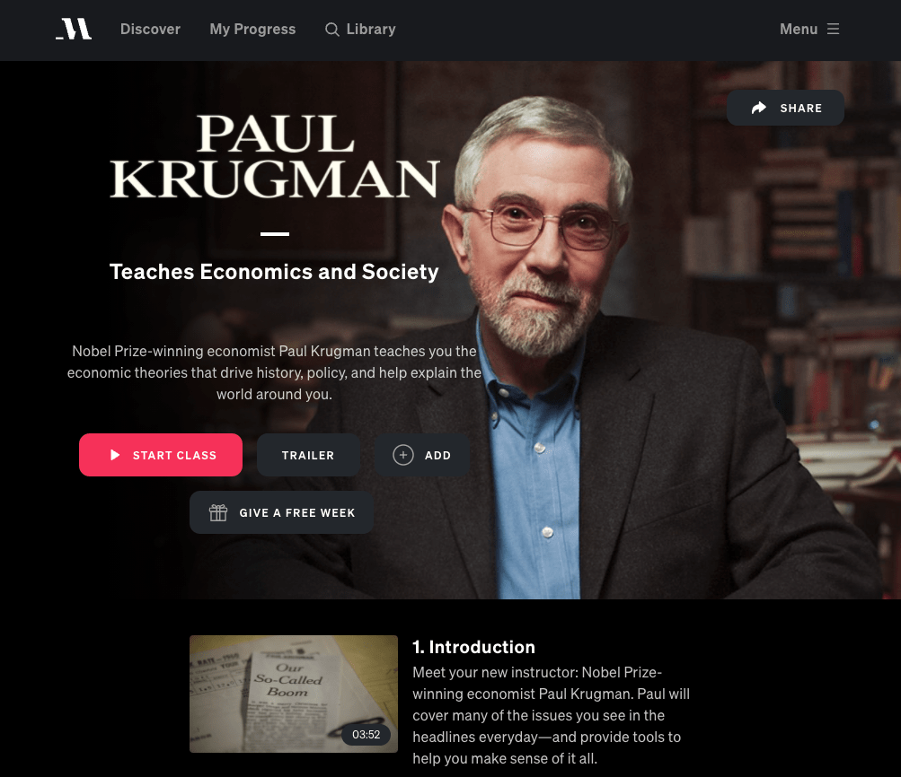 best masterclass courses paul krugman