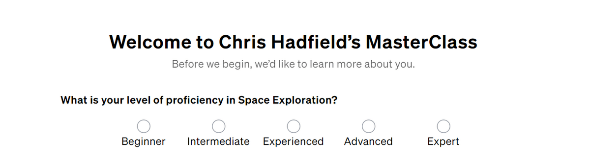 Chris Hadfield MasterClass proficiency question