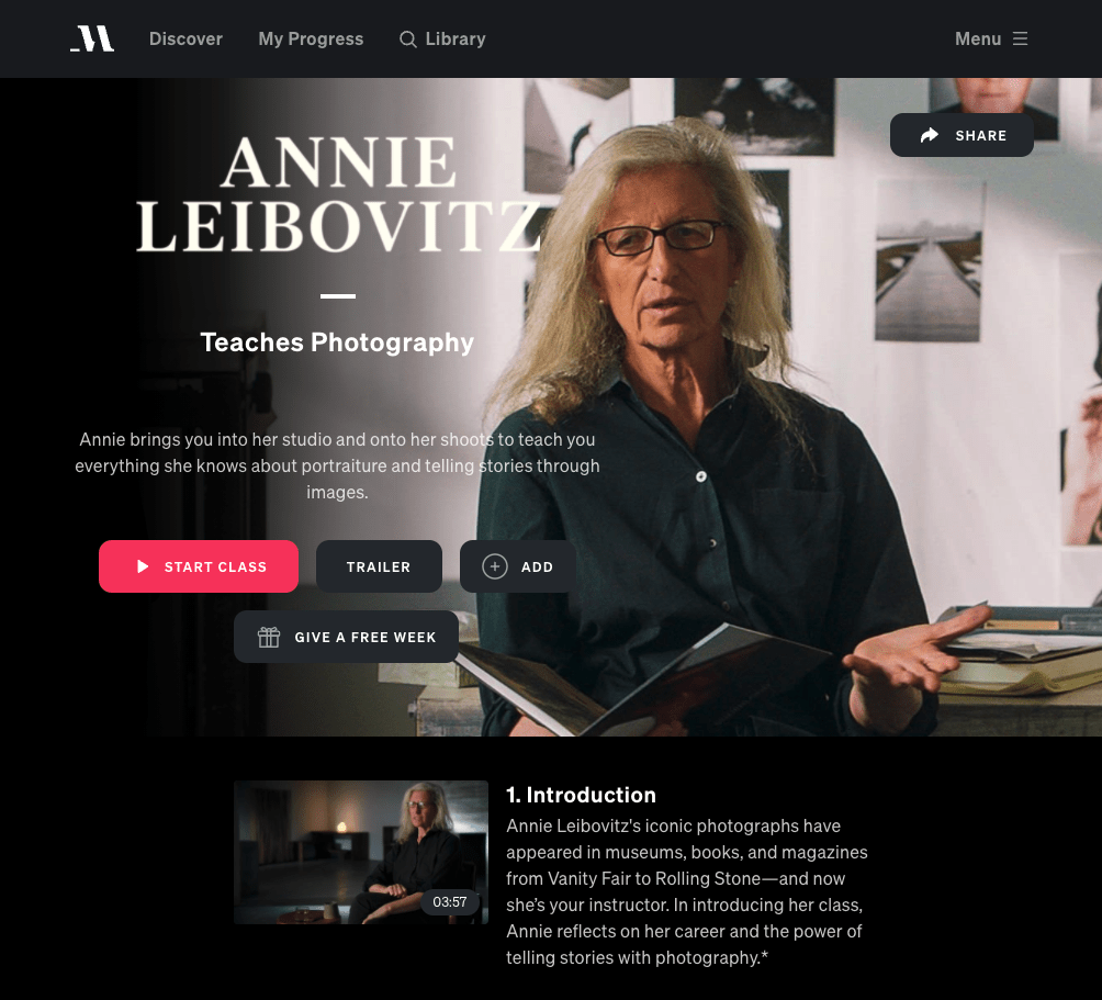 best masterclass courses annie leibovitz