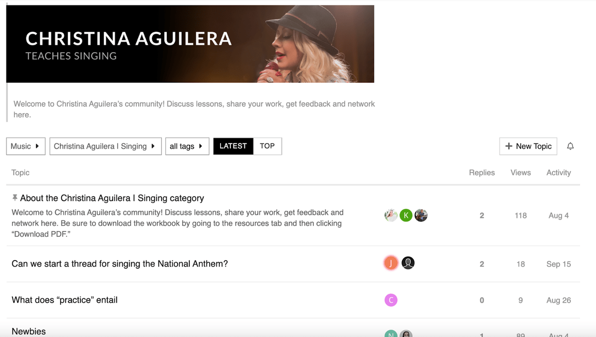 The MasterClass hub for Christina Aguilera