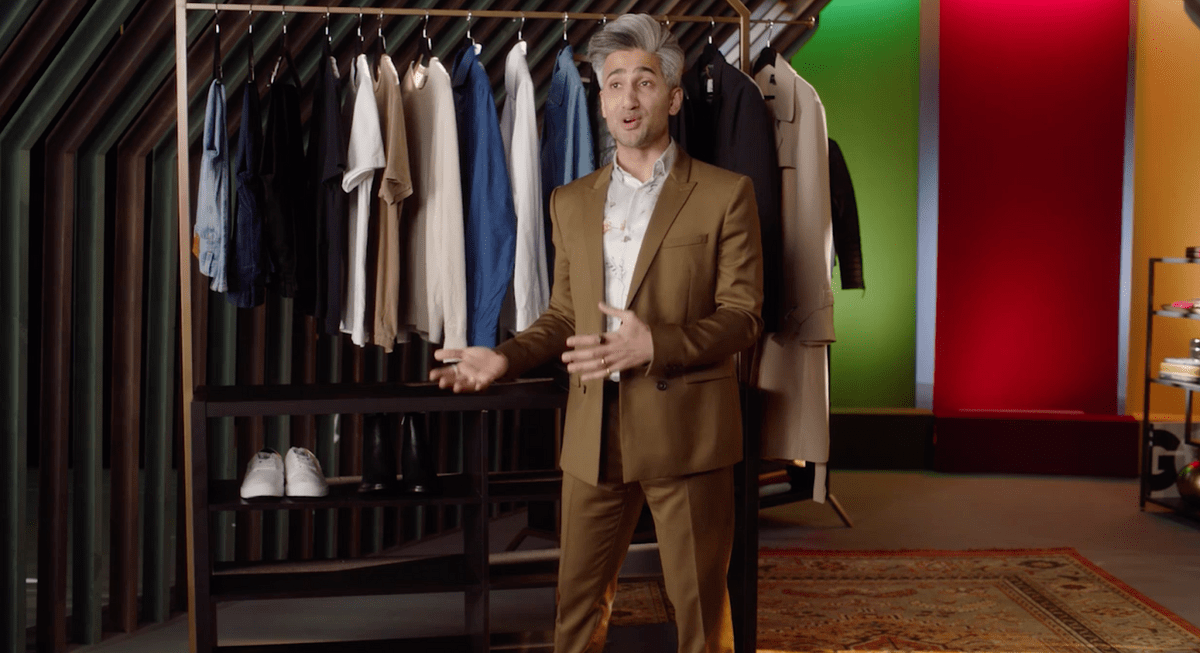 Tan France showing off his capsule wardrobe