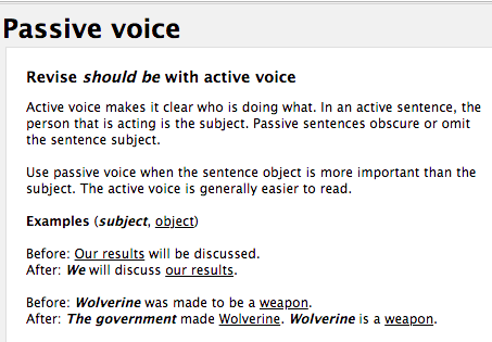 GrammarCheck passive voice