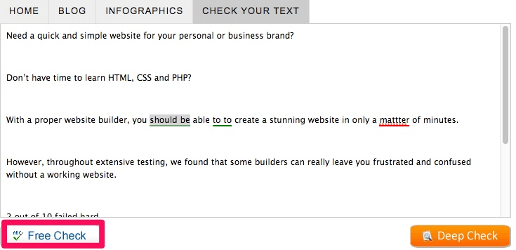 GrammarCheck text check