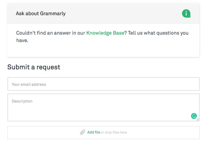 Grammarly support request form