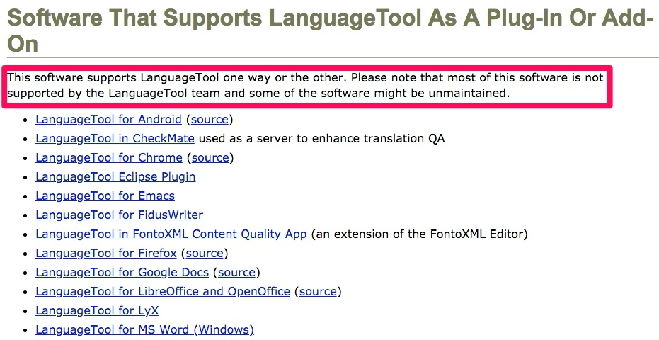 LanguageTool device support options