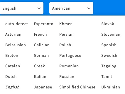 LanguageTool multilingual options