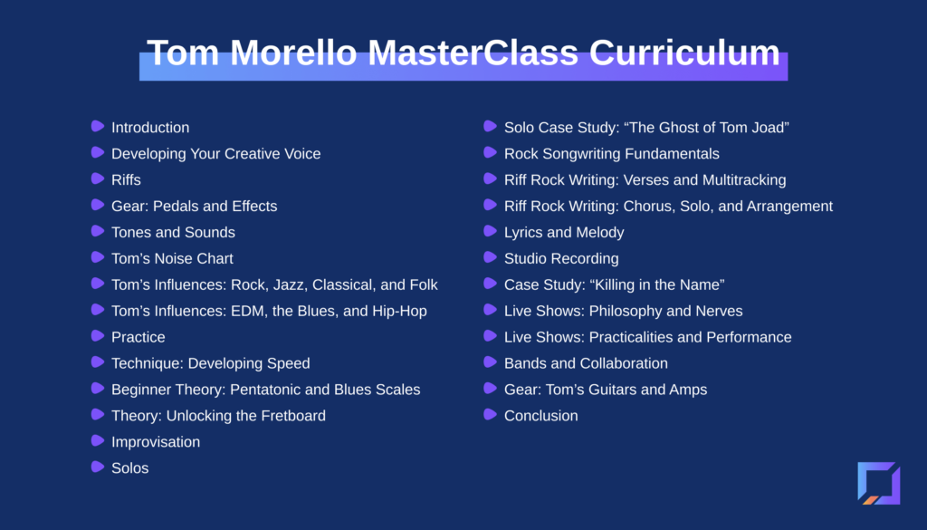 Curriculum from the Tom Morello MasterClass 