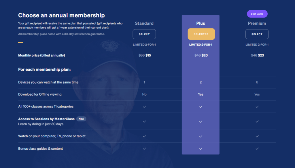 The pricing for MasterClass subscriptions