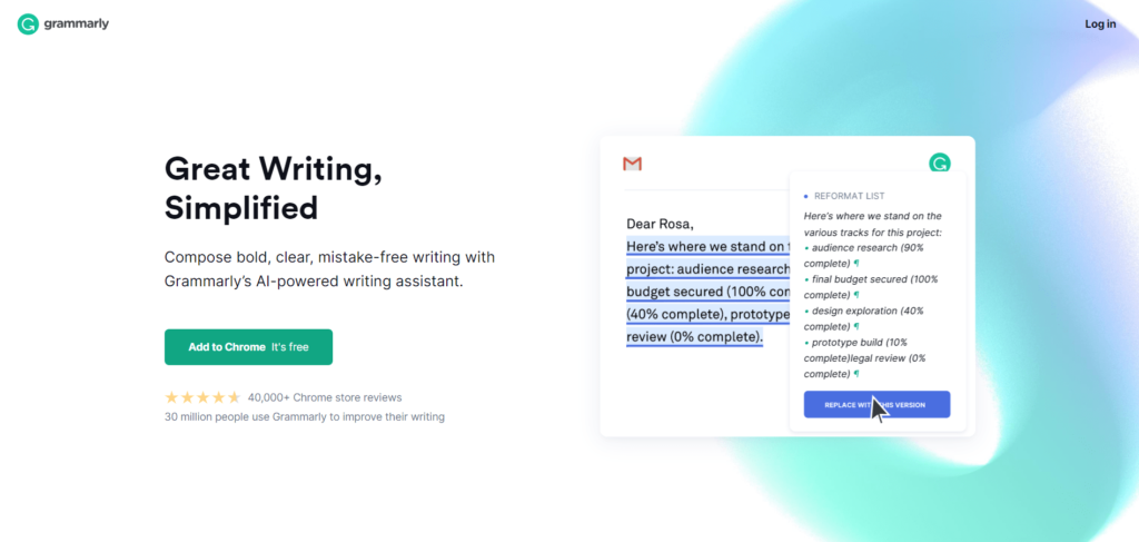 Grammarly homepage