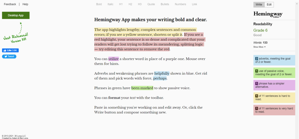 hemingway editor app