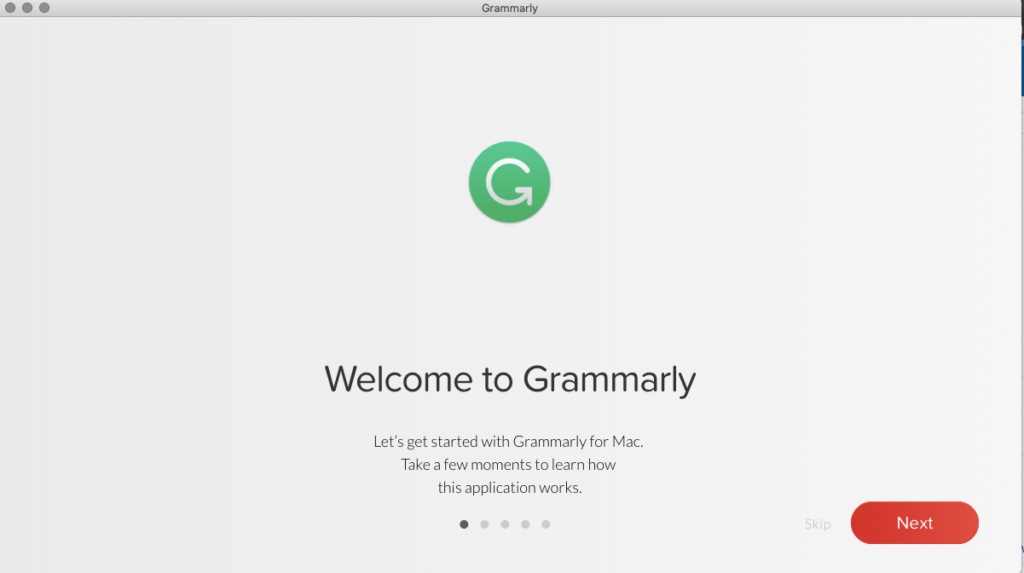 screenshot of grammarly installation wizard