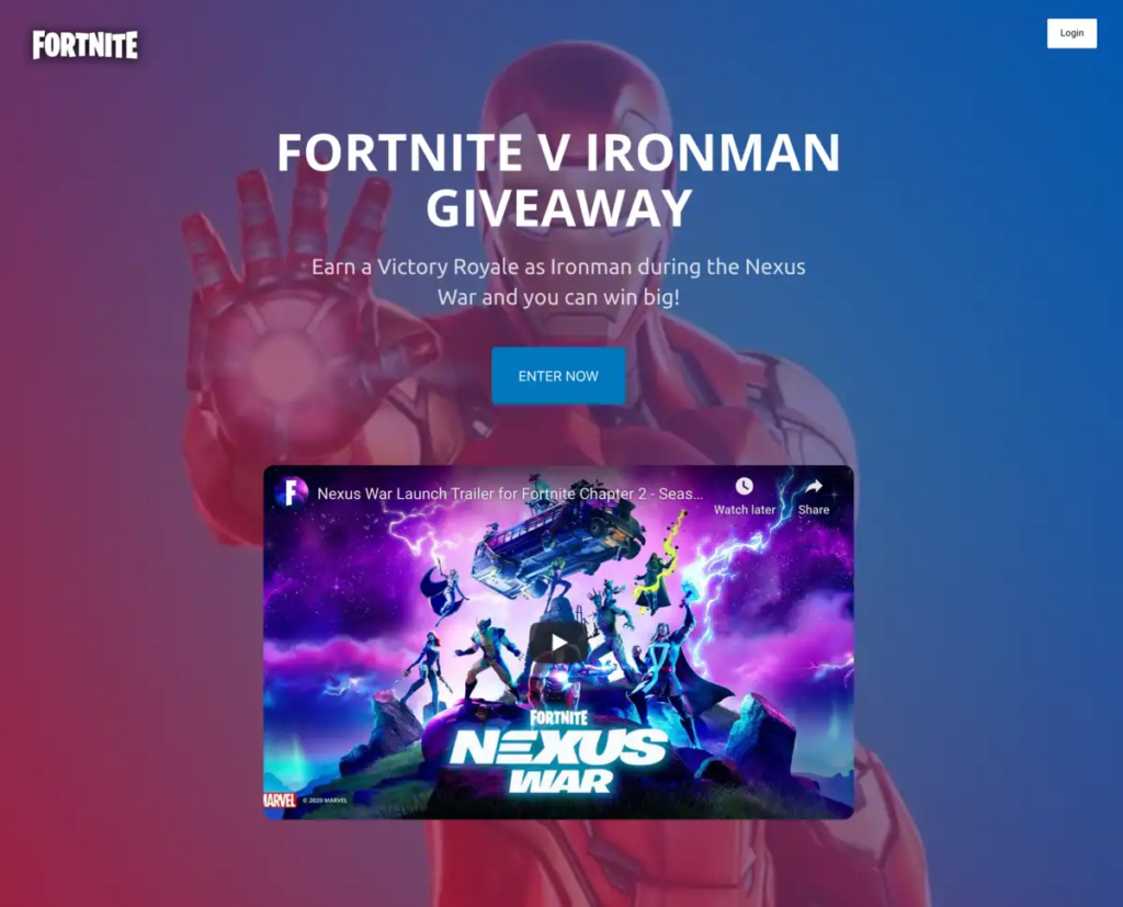 sample fornite and ironman giveaway