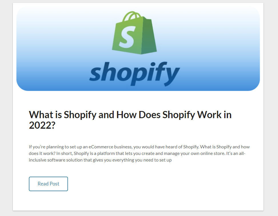 what is shopify blog screenshot