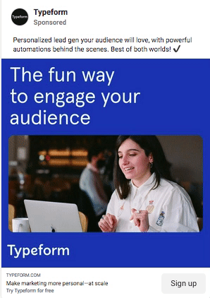 typeform sponsored post and its CTA