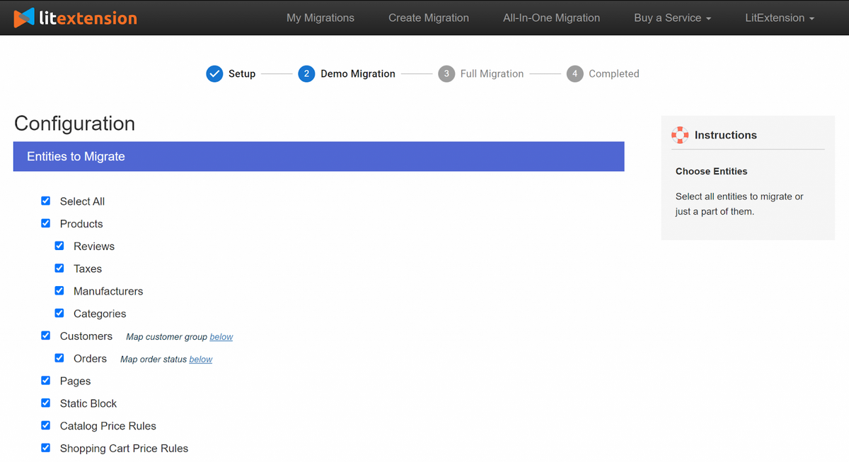 litextension migrate configuration