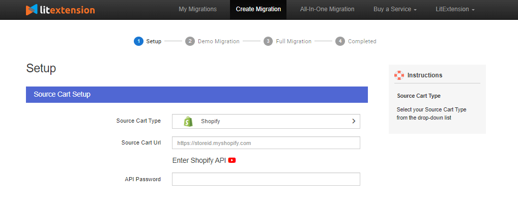 litextension setup source cart