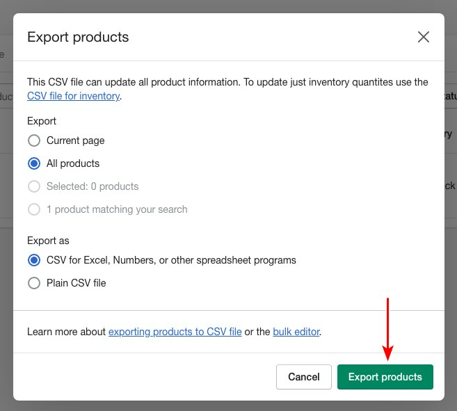 export product option save as csv