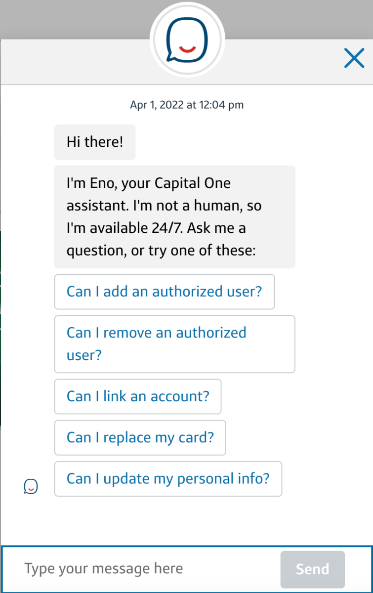 implementation of chatbots by Capital One bank