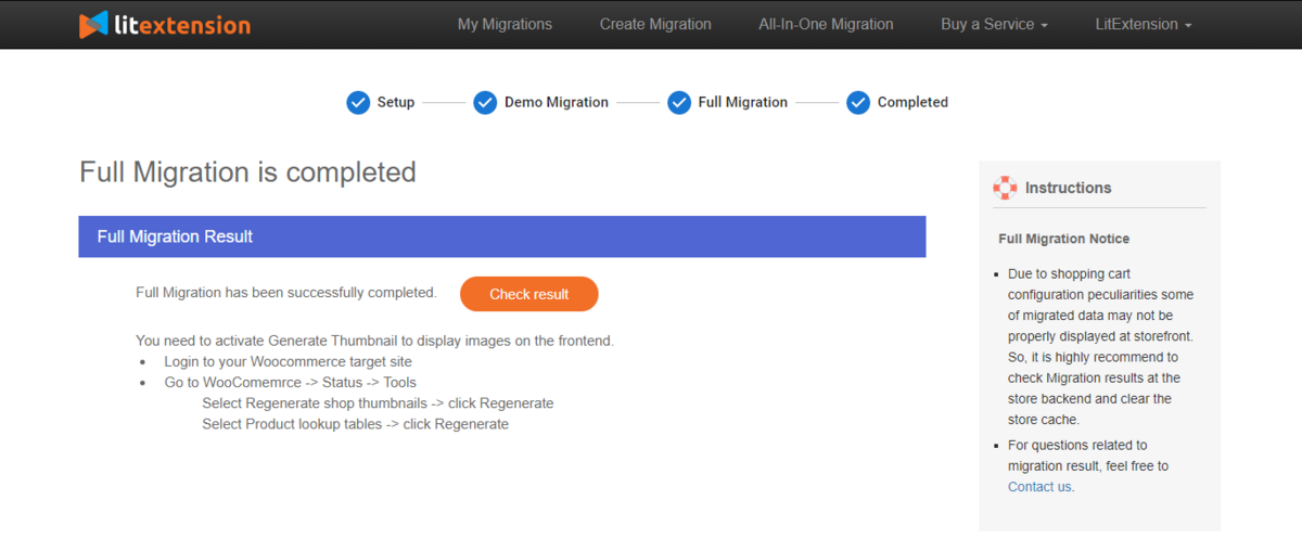 litextension full migration completed