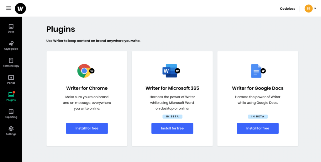 writer plugins for chrome Microsoft Word and Google Docs