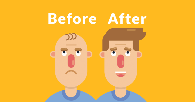 before and after stage showing