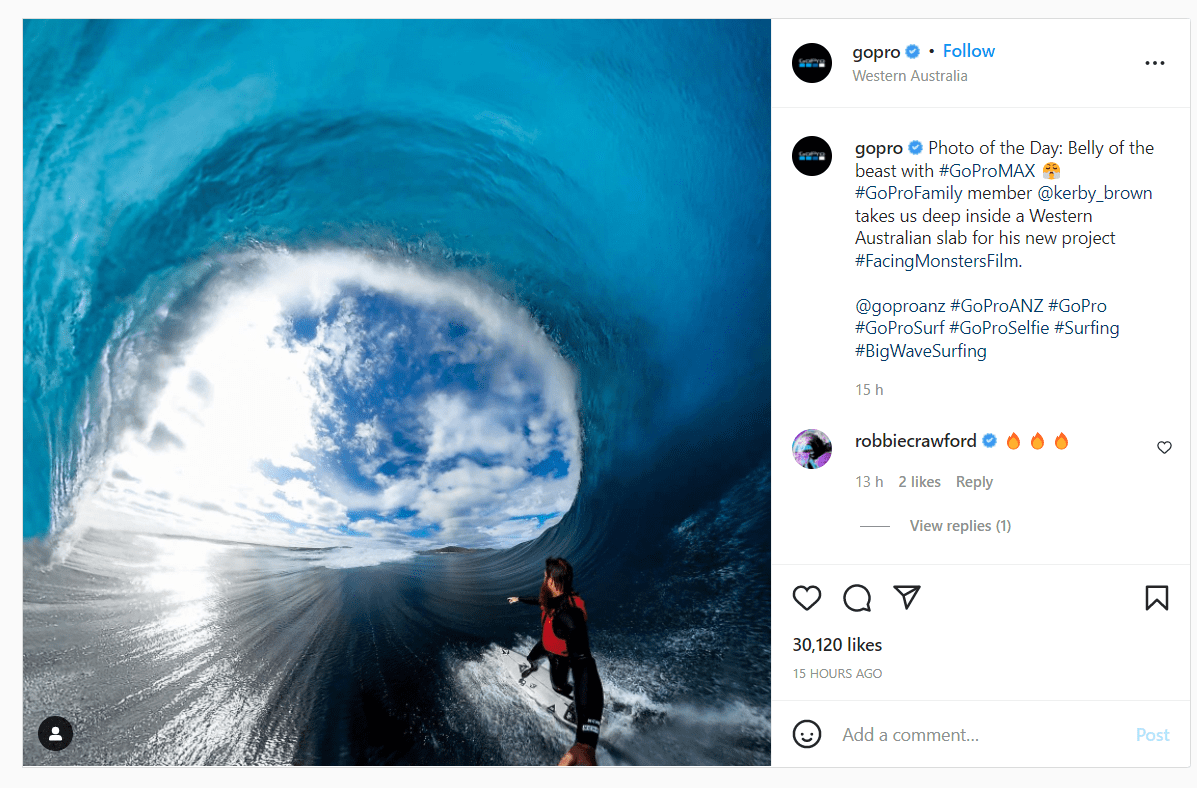 branded hashtag to acknowledge GoPro