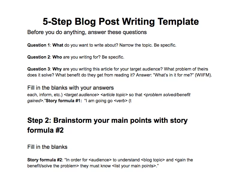 5-step blog post writing template