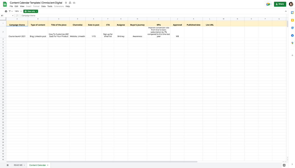 content calendar template