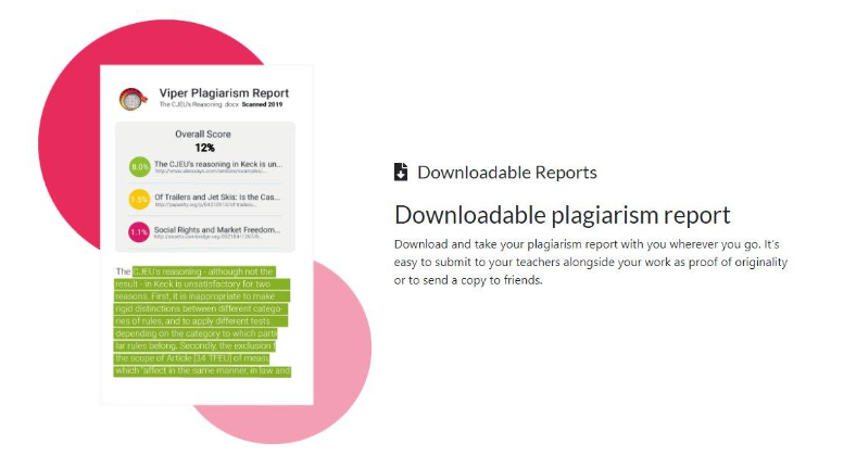 viper downloadable plagiarism report