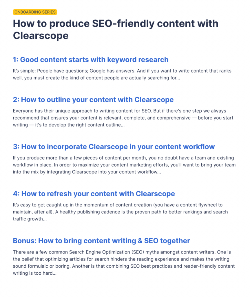 Clearscope onboarding series