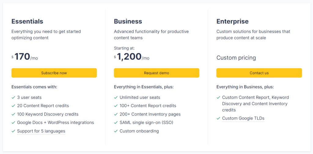 Clearscope pricing