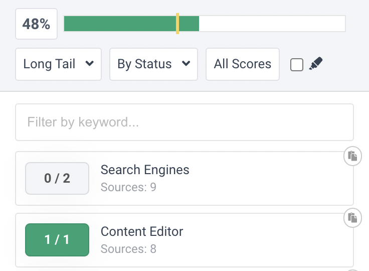 Example of topic score in Frase