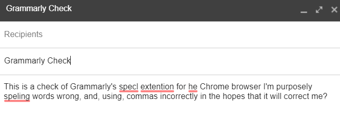 example of a Grammarly check being performed in Gmail