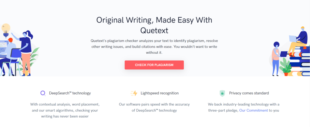 image of QueText's homepage