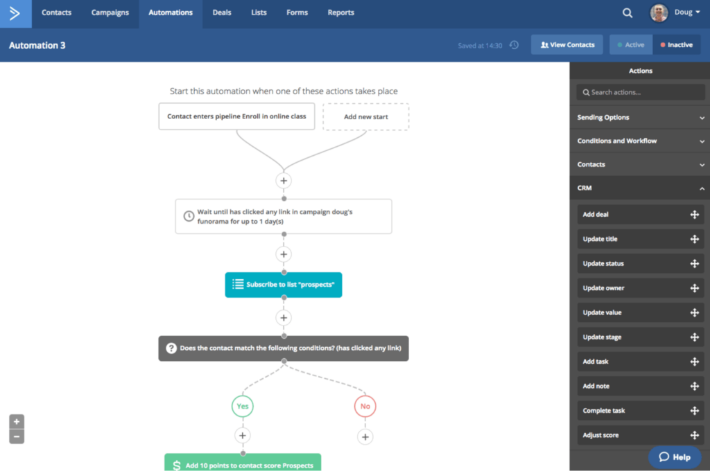 ActiveCampaign's visual marketing automation builder